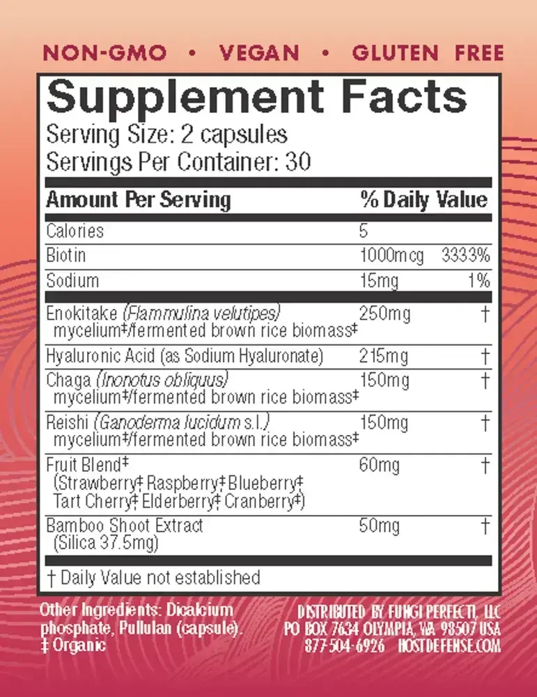 Product image for Host Defense Mushrooms MycoBenefits Beauty Capsules.