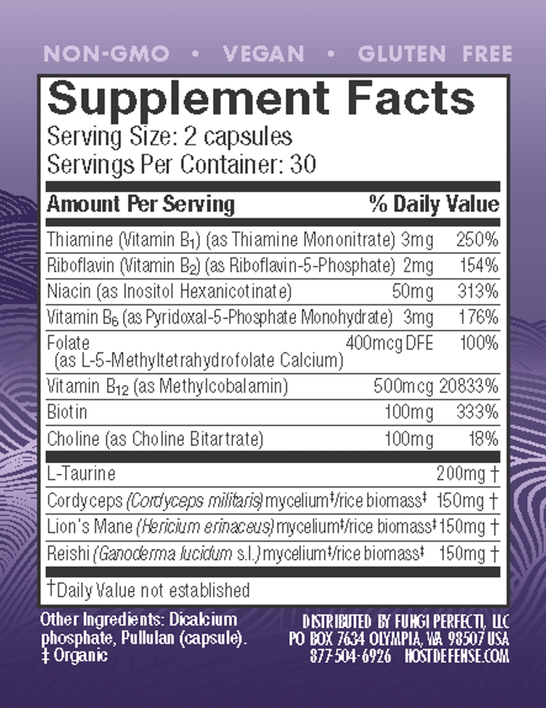 Product image for Host Defense Mushrooms MycoBenefits Focus Capsules.