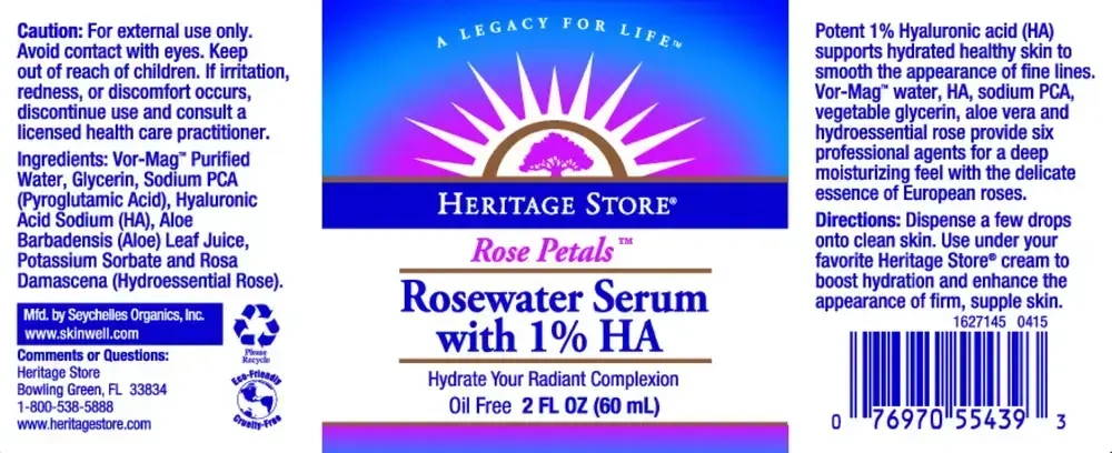 Product image for Rosewater Serum with 1% HA Drops.