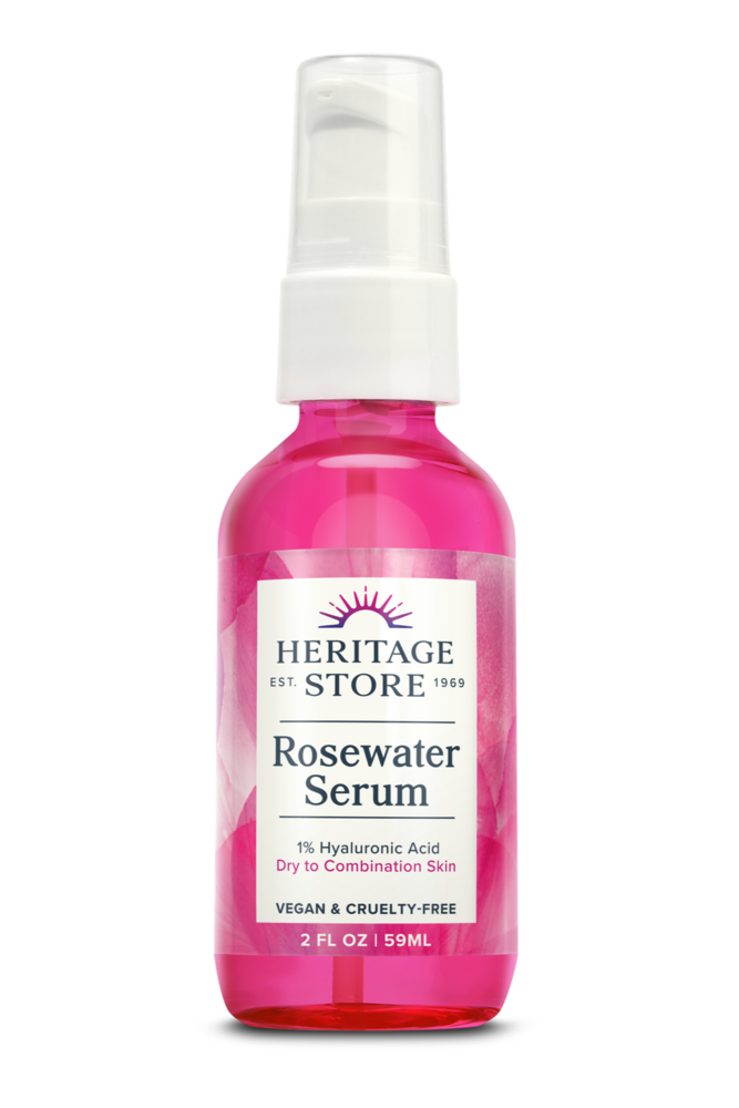 Product image for Rosewater Serum with 1% HA Drops.