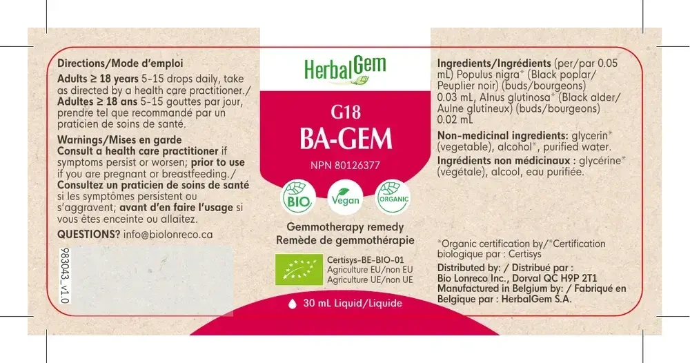 Product image for G18 Bac-Gem (Organic).