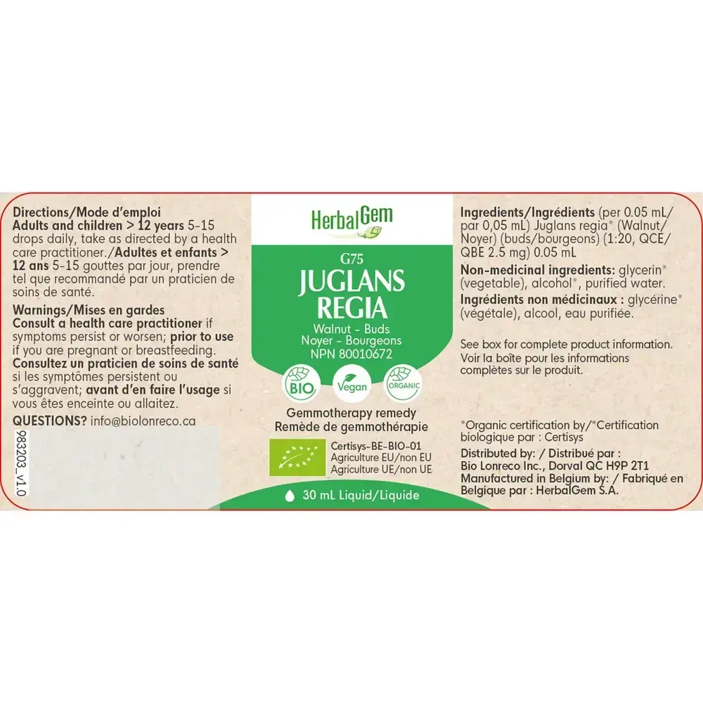 Product image for G75 Juglans regia.
