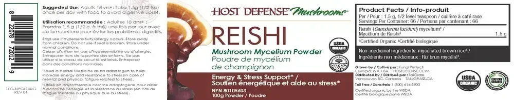 Product image for Reishi Mushroom Mycelium Powder.