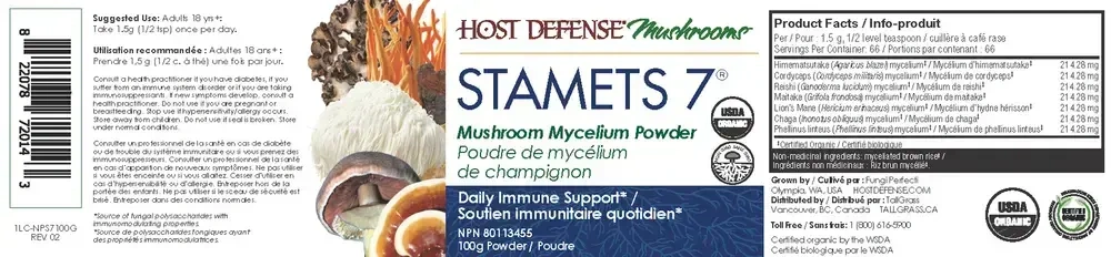 Product image for Stamets 7 Mushroom Mycelium Powder.