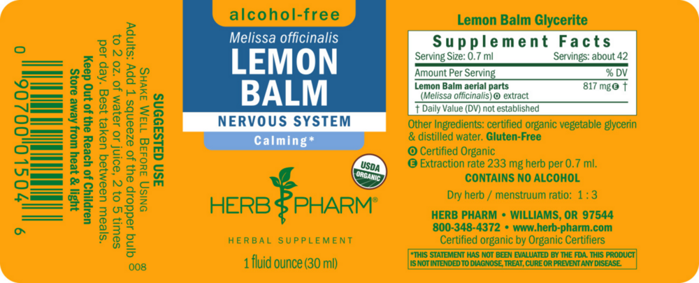 Product image for Lemon Balm Alcohol Free.
