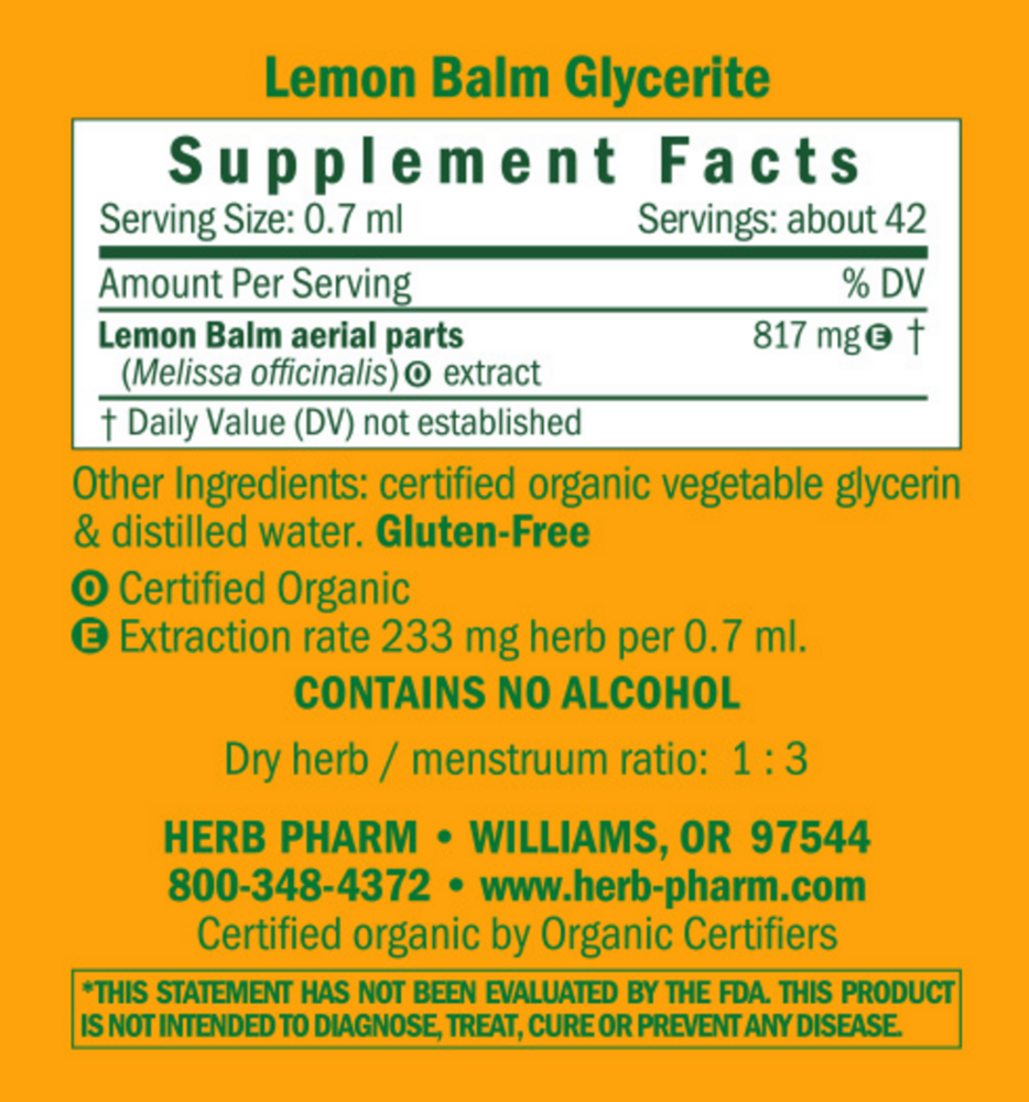 Product image for Lemon Balm Alcohol Free.