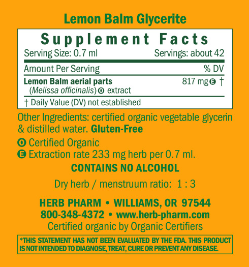 Product image for Lemon Balm Alcohol Free.