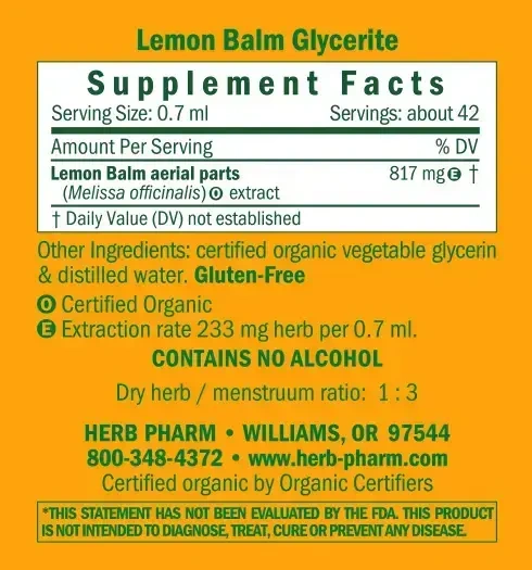 Product image for Lemon Balm Alcohol Free.