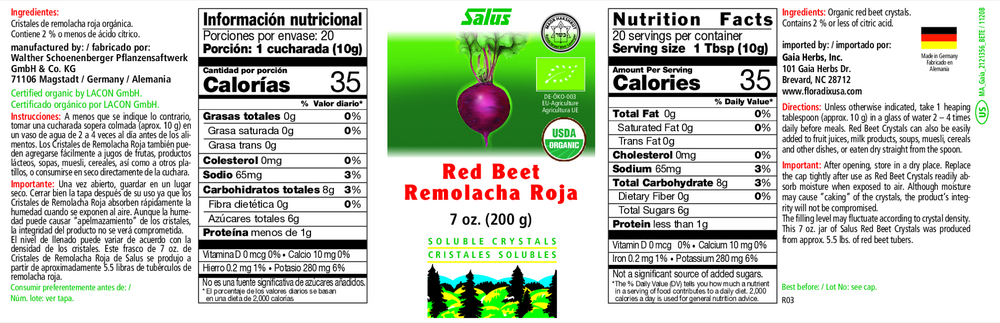 Product image for Floradix Red Beet Crystals.