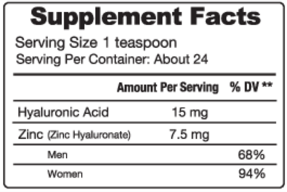 Product image for Hyaluronic Acid + Zinc.