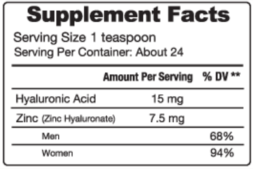 Product image for Hyaluronic Acid + Zinc.