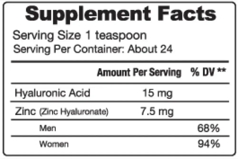 Product image for Hyaluronic Acid + Zinc.