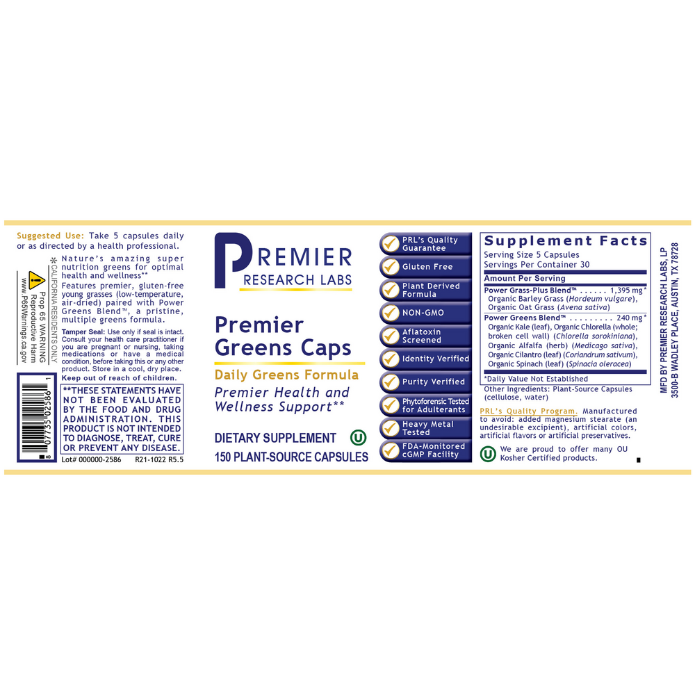 Product image for Premier Greens Caps.