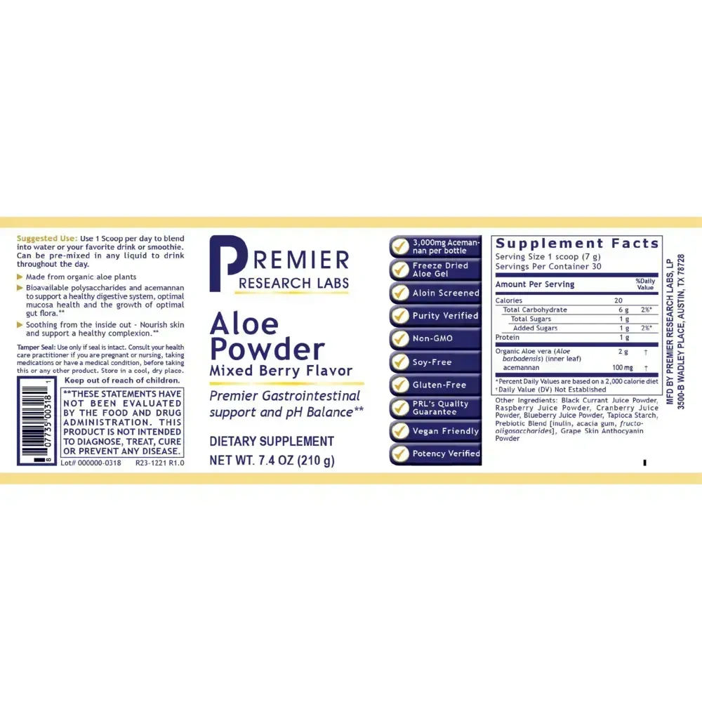 Product image for Premier Aloe Powder, Mixed Berry Flavor.