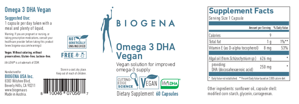 Product image for Omega 3 DHA Vegan.