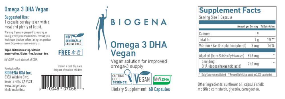 Product image for Omega 3 DHA Vegan.
