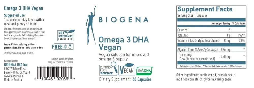 Product image for Omega 3 DHA Vegan.