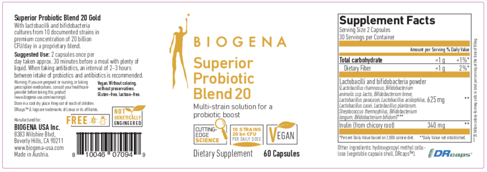 Product image for Superior Probiotic Blend 20 Gold.
