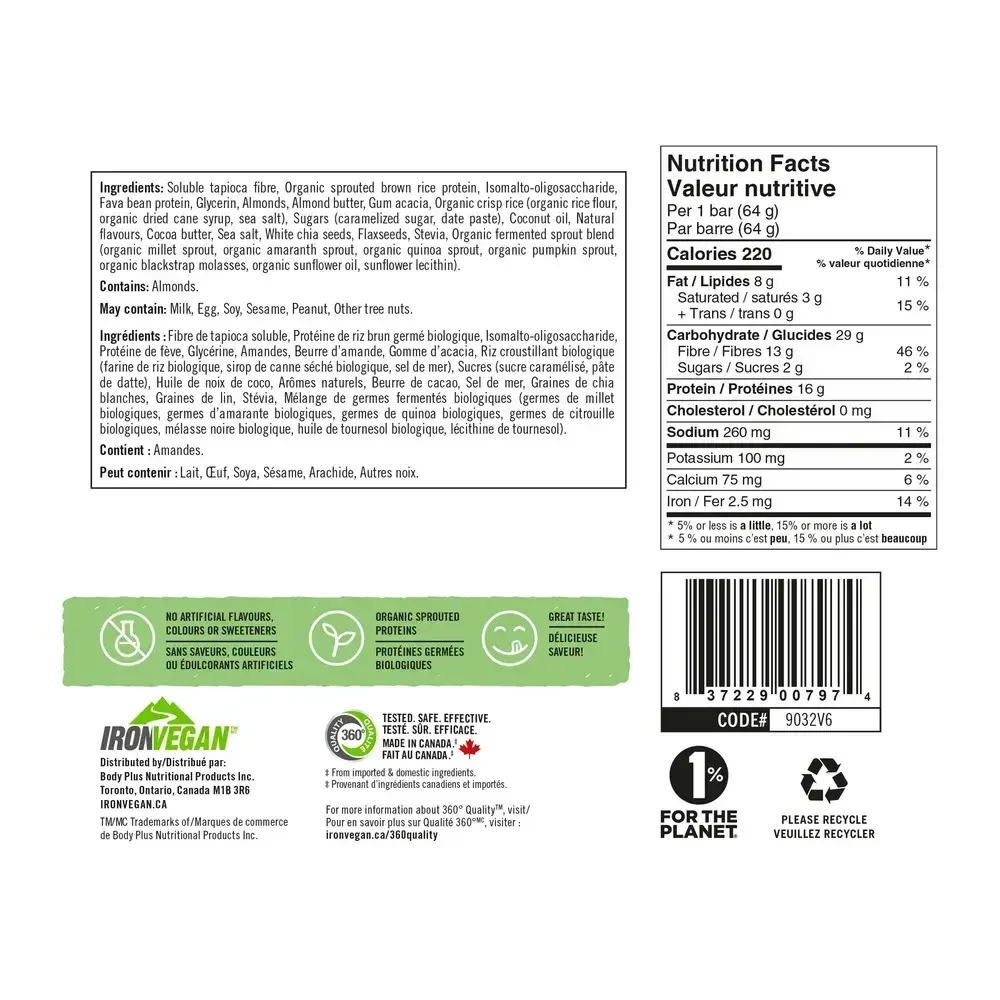 Product image for Sprouted Protein Bar - Peanut Chocolate Chip.