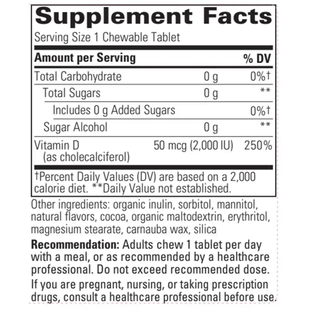 Product image for Vitamin D3 2000IU Chewable/Chocolate.