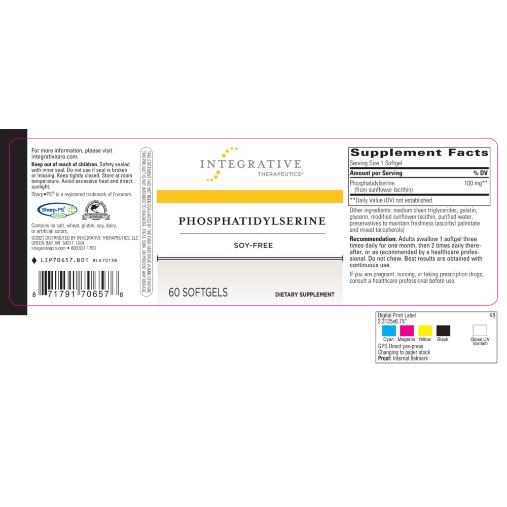 Product image for Phosphatidylserine 100mg (soy-free).