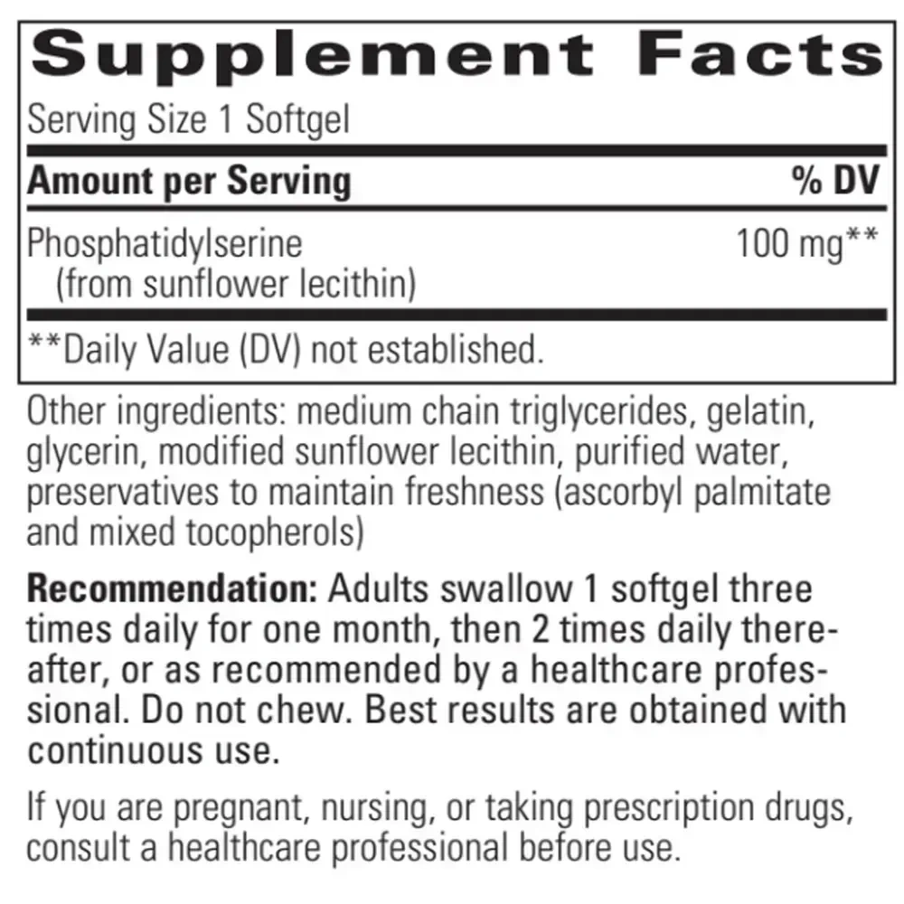 Product image for Phosphatidylserine 100mg (soy-free).