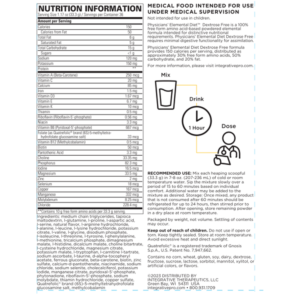Product image for Physicians&#39; Elemental Diet™ Dextrose Free.