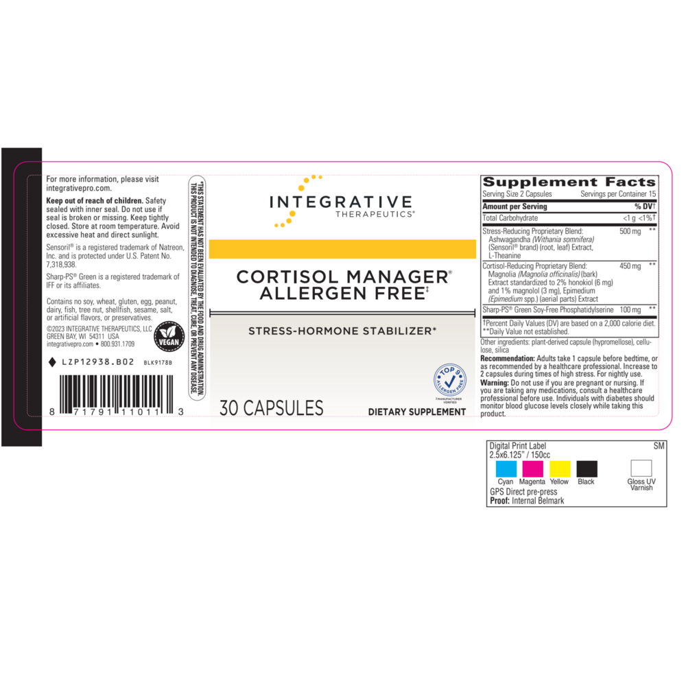 Product image for Cortisol Manager® Allergen Free.