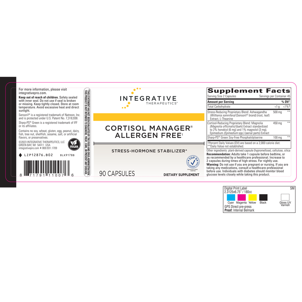 Product image for Cortisol Manager® Allergen Free.