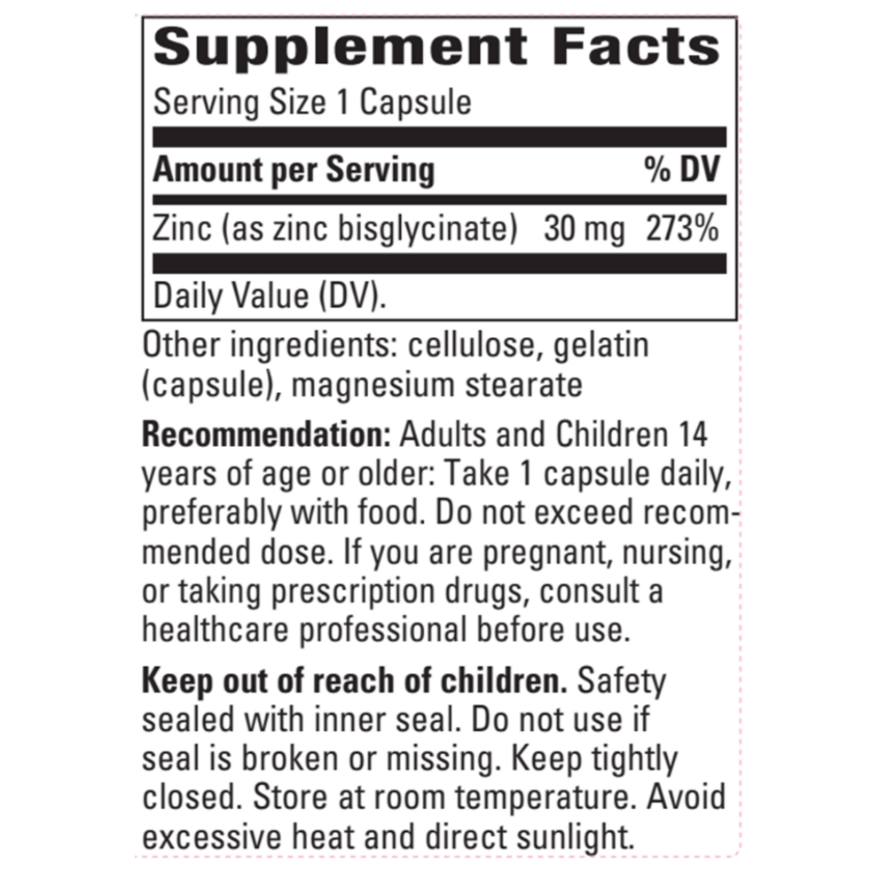 Product image for Zinc Chelate 30mg.