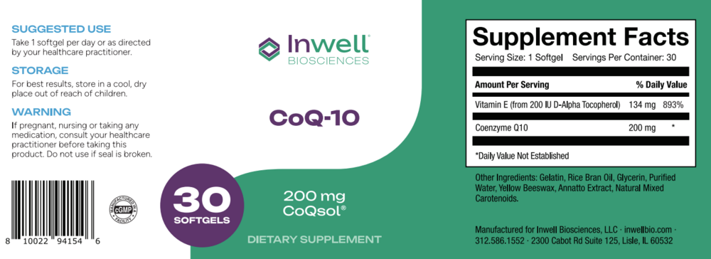 Product image for CoQ-10 200mg CoQsol®.