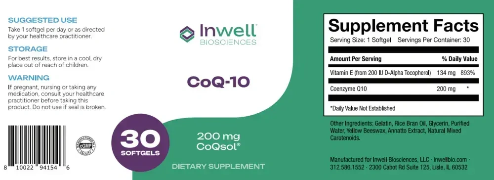 Product image for CoQ-10 200mg CoQsol®.