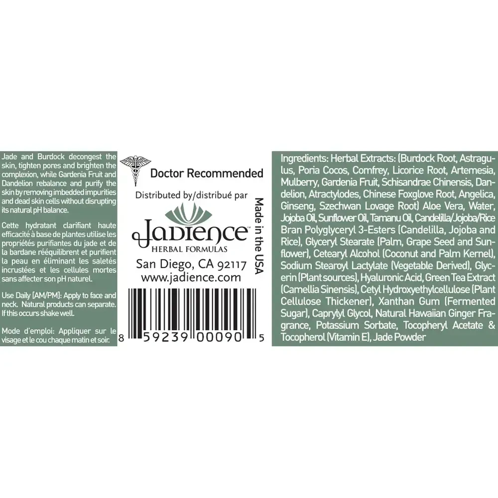 Product image for Jade and Burdock Purifying Moisturizer.