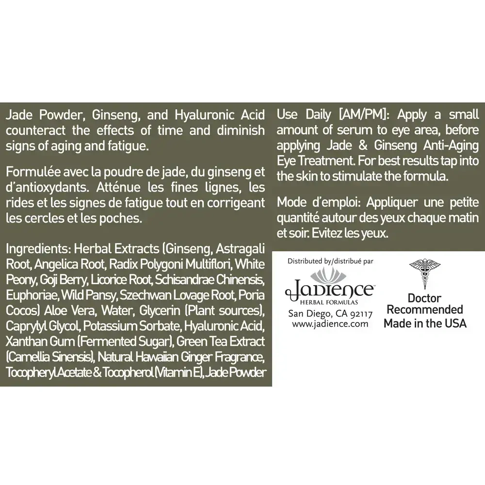 Product image for Jade and Ginseng Age Defying Eye Renewal Serum.