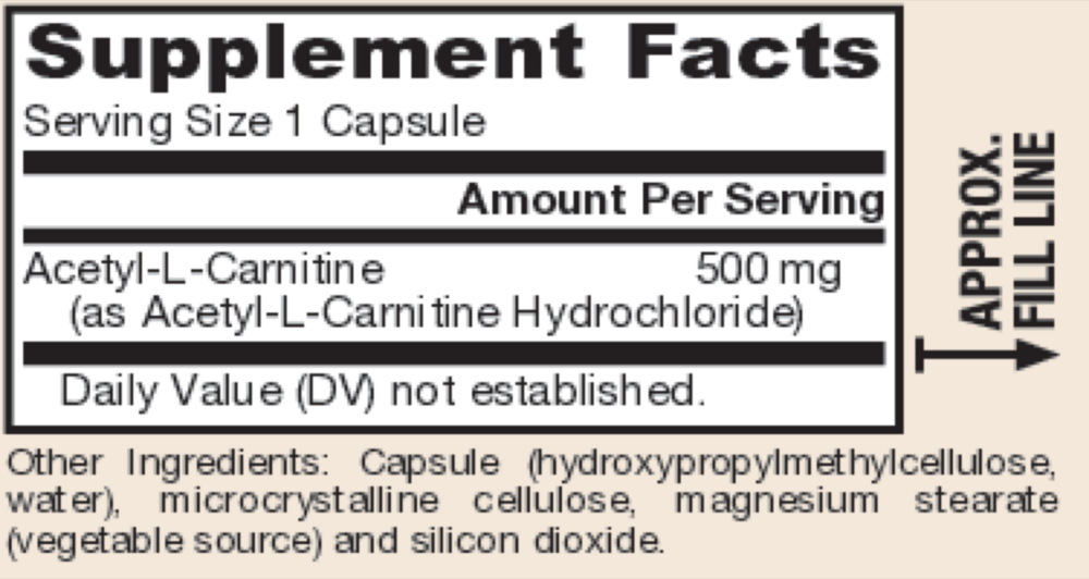 Product image for Acetyl L-Carnitine 500mg.