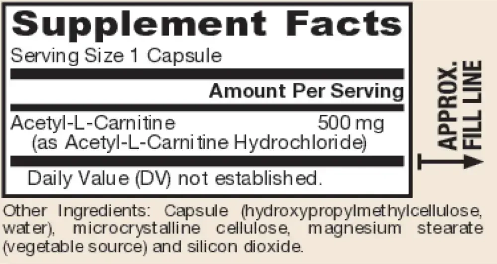 Product image for Acetyl L-Carnitine 500mg.