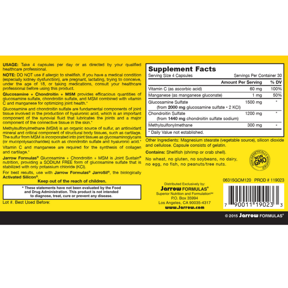 Product image for Glucosamine + Chondroitin + MSM.