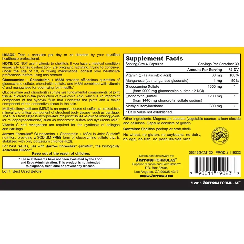 Product image for Glucosamine + Chondroitin + MSM.
