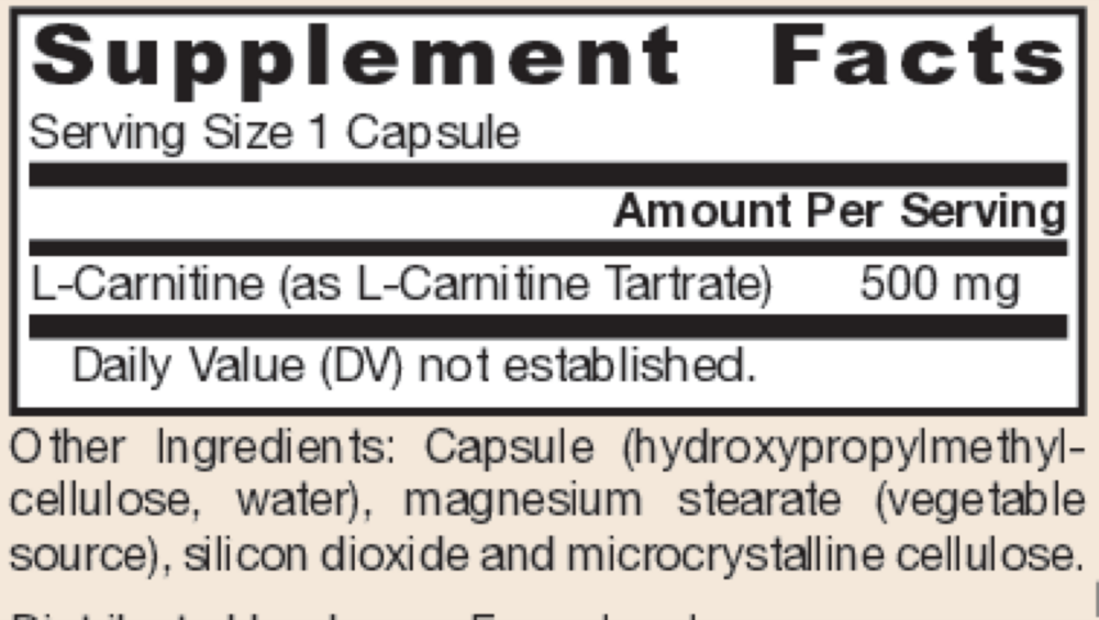 Product image for L-Carnitine 500mg.