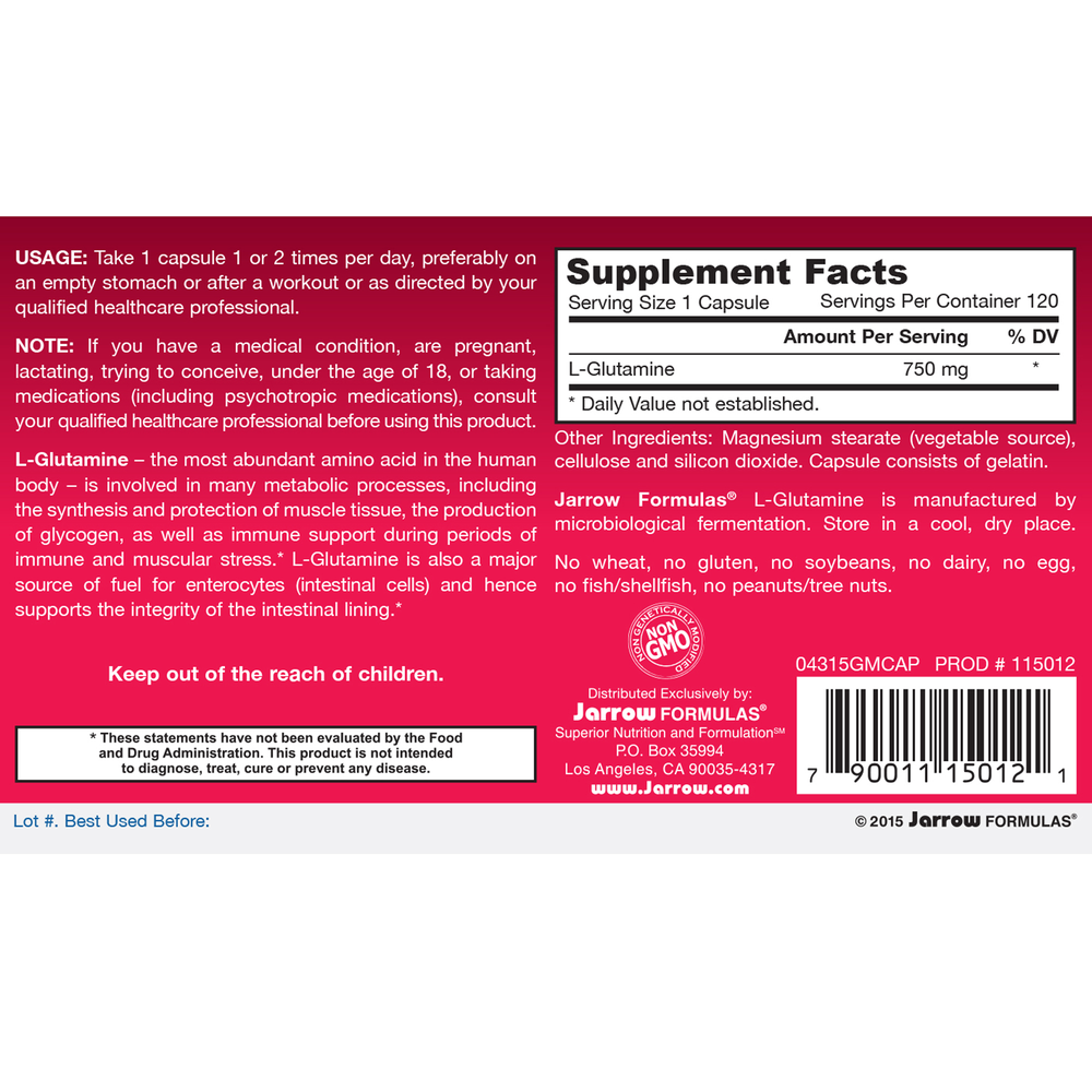 Product image for L-Glutamine 750mg.