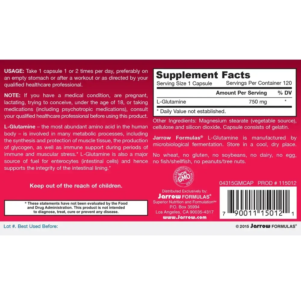 Product image for L-Glutamine 750mg.