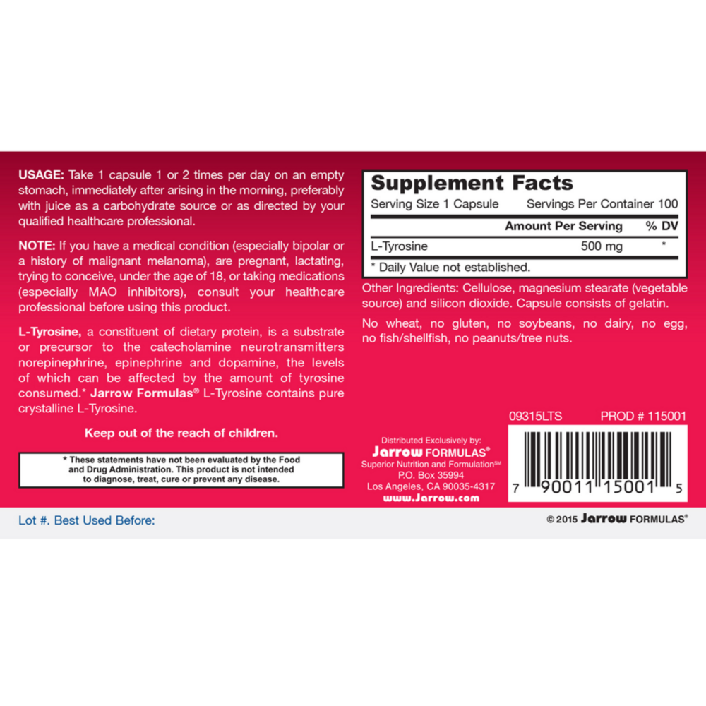 Product image for L-Tyrosine 500mg.