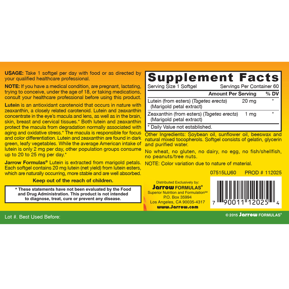 Product image for Lutein 20mg.