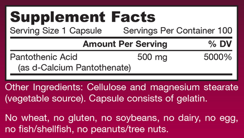 Product image for Pantothenic Acid 500mg.