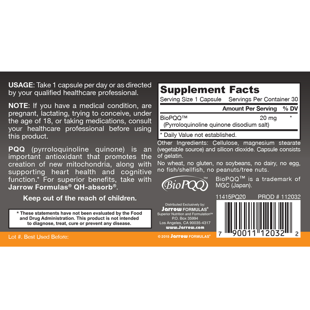 Product image for PQQ 20mg.