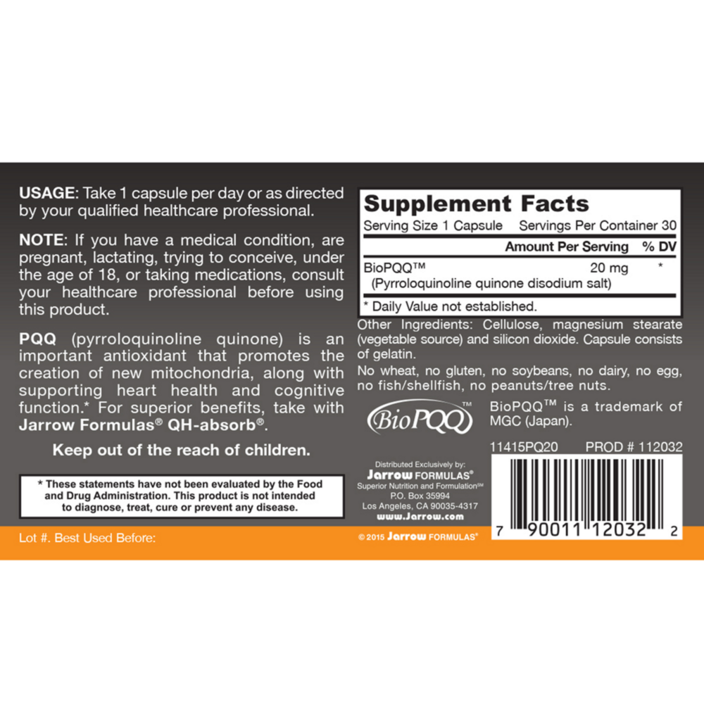 Product image for PQQ 20mg.