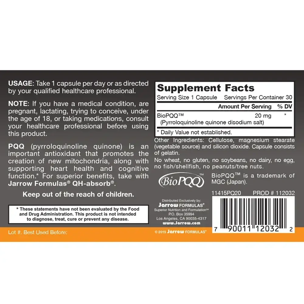 Product image for PQQ 20mg.