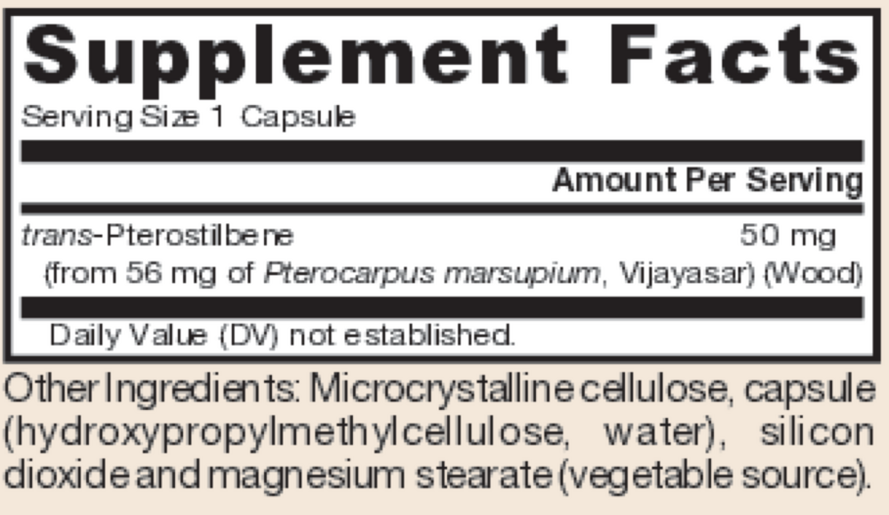 Product image for Pterostilbene 50mg.
