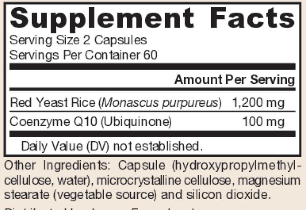 Product image for Red Yeast Rice + CoQ10 600mg.