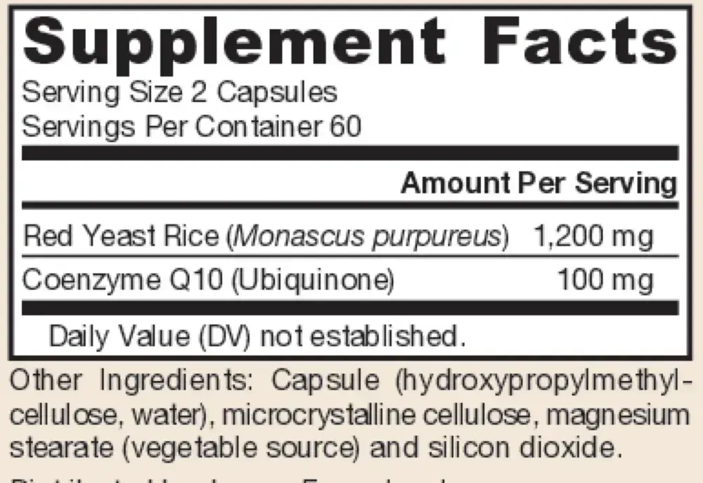 Product image for Red Yeast Rice + CoQ10 600mg.